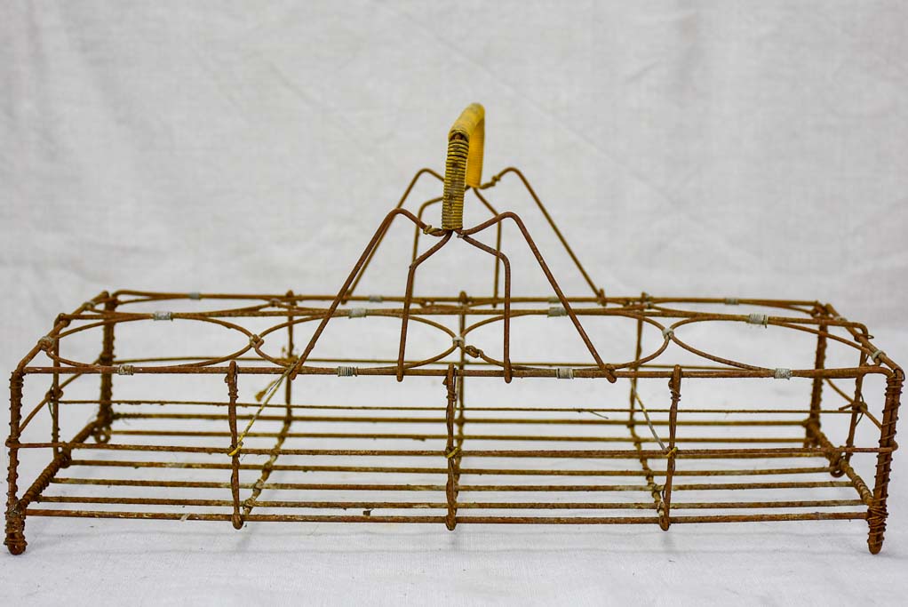 Antique French wire basket - eight glass capacity