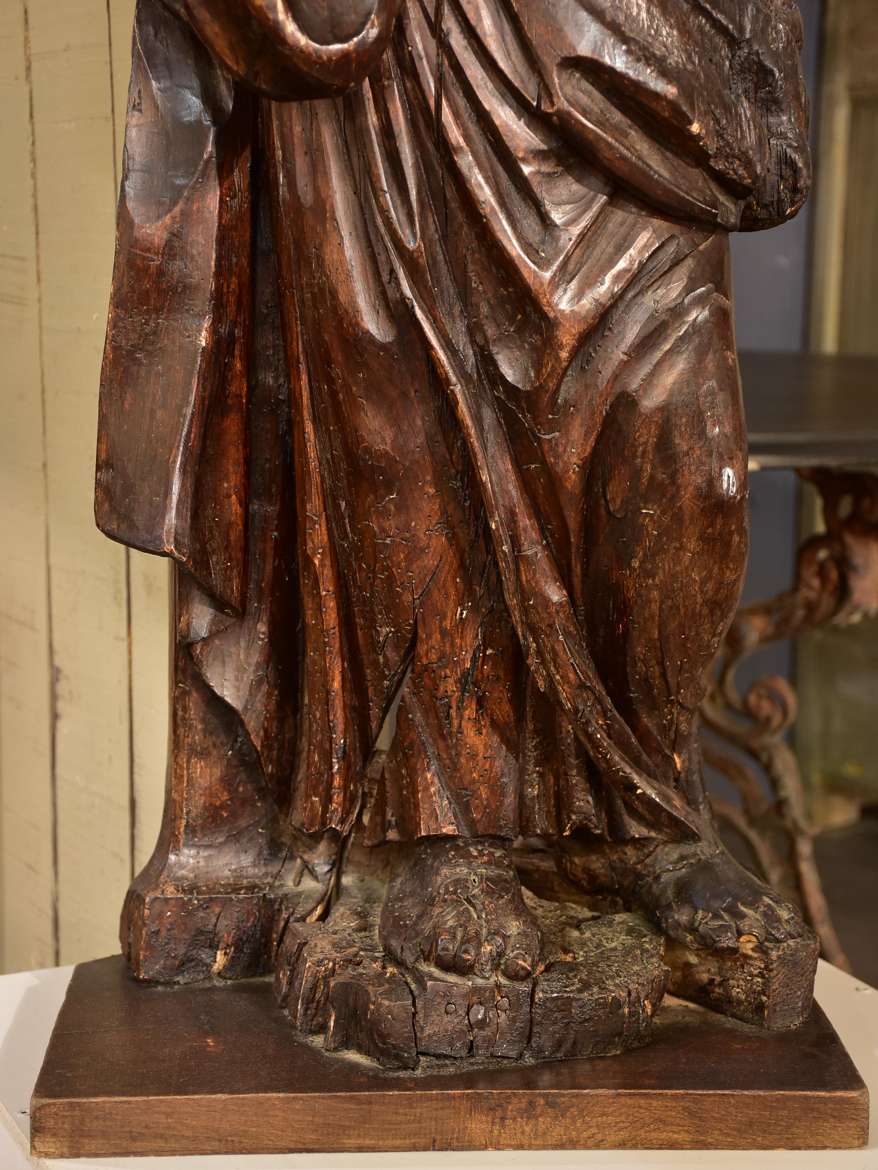 17th century sculpture of Saint Pierre - lime wood