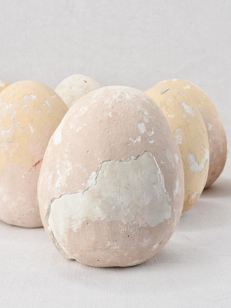 Collection of nine large vintage eggs - plaster 9½"