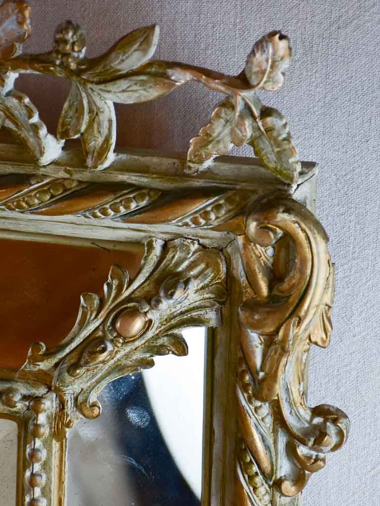 Large parclose pediment mirror with decorative bird pediment 35½" x 48"