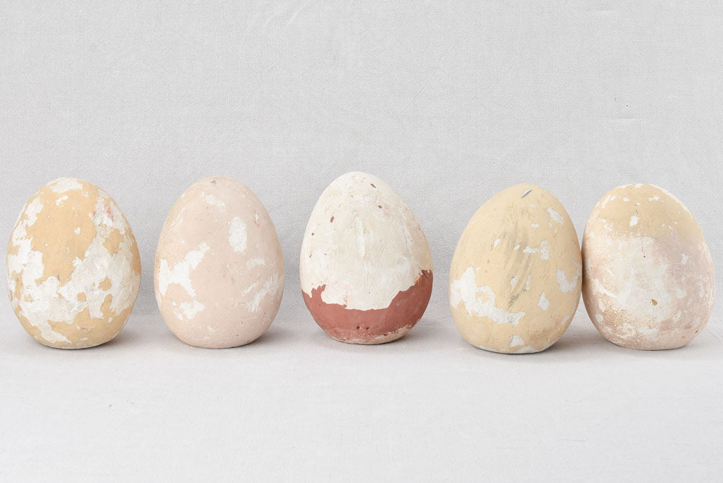 Collection of nine large vintage eggs - plaster 9½"