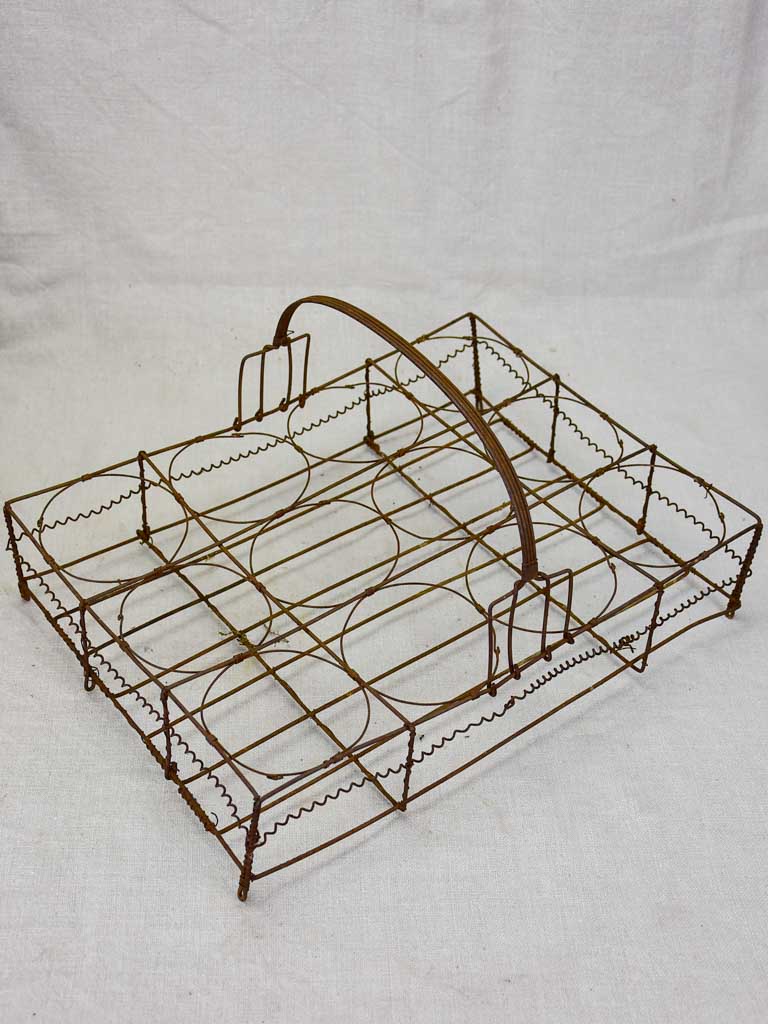 Antique French wire basket - twelve jar capacity