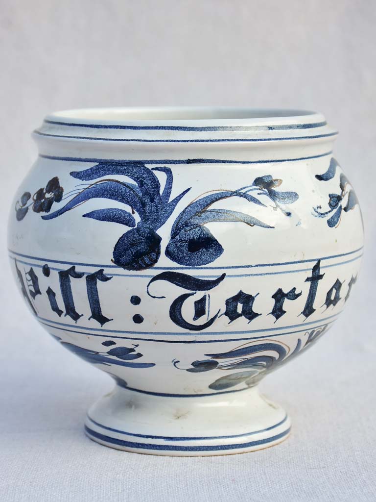 Antique Italian apothecary jar - blue and white 6¼"