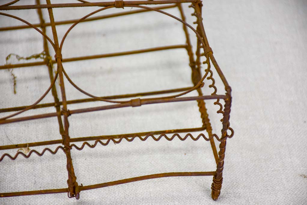 Antique French wire basket - twelve jar capacity