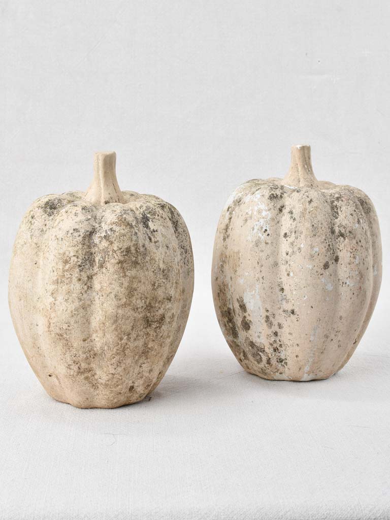 Two vintage pumpkin decorations - plaster 9"