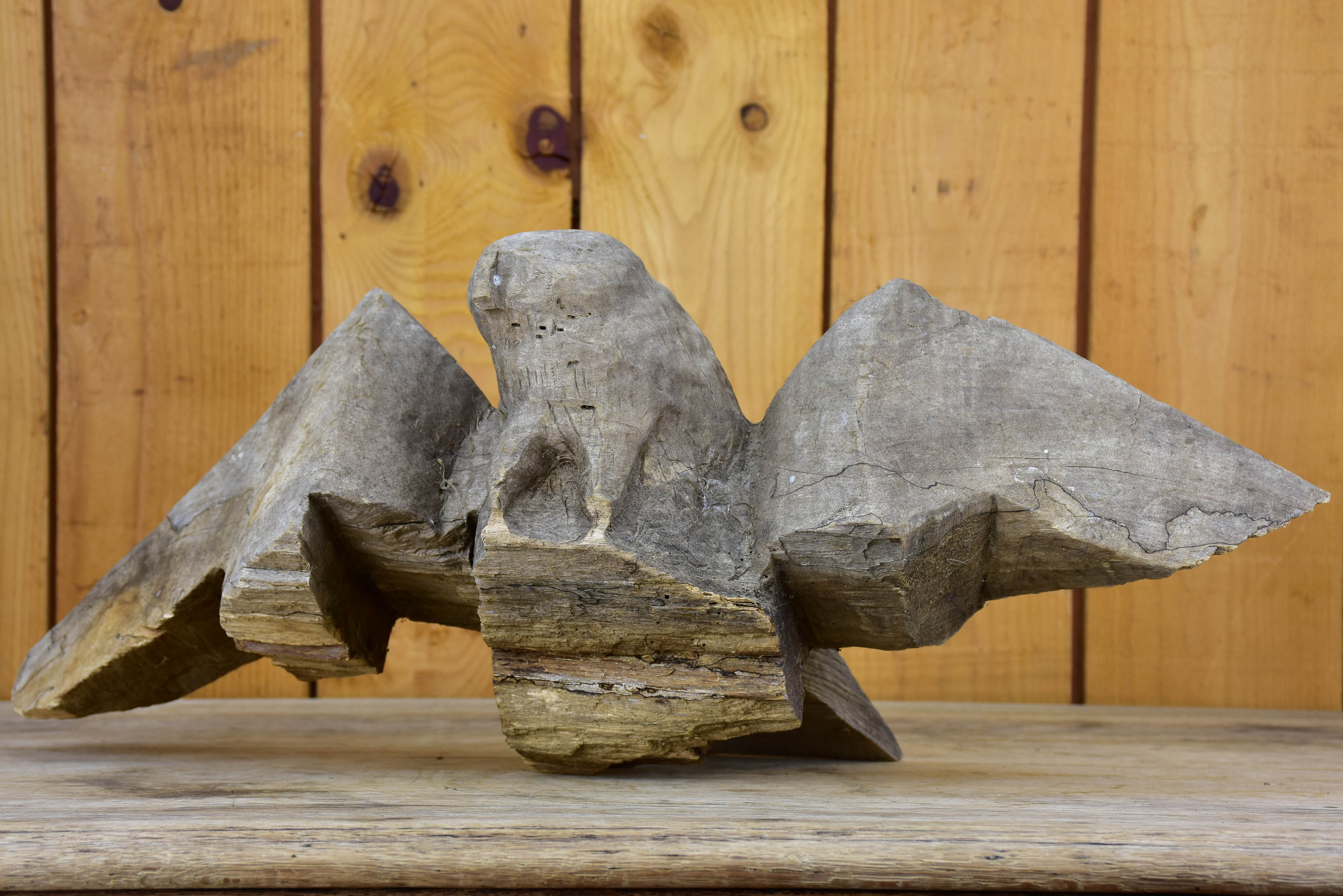 Vintage French wooden sculpture of an owl