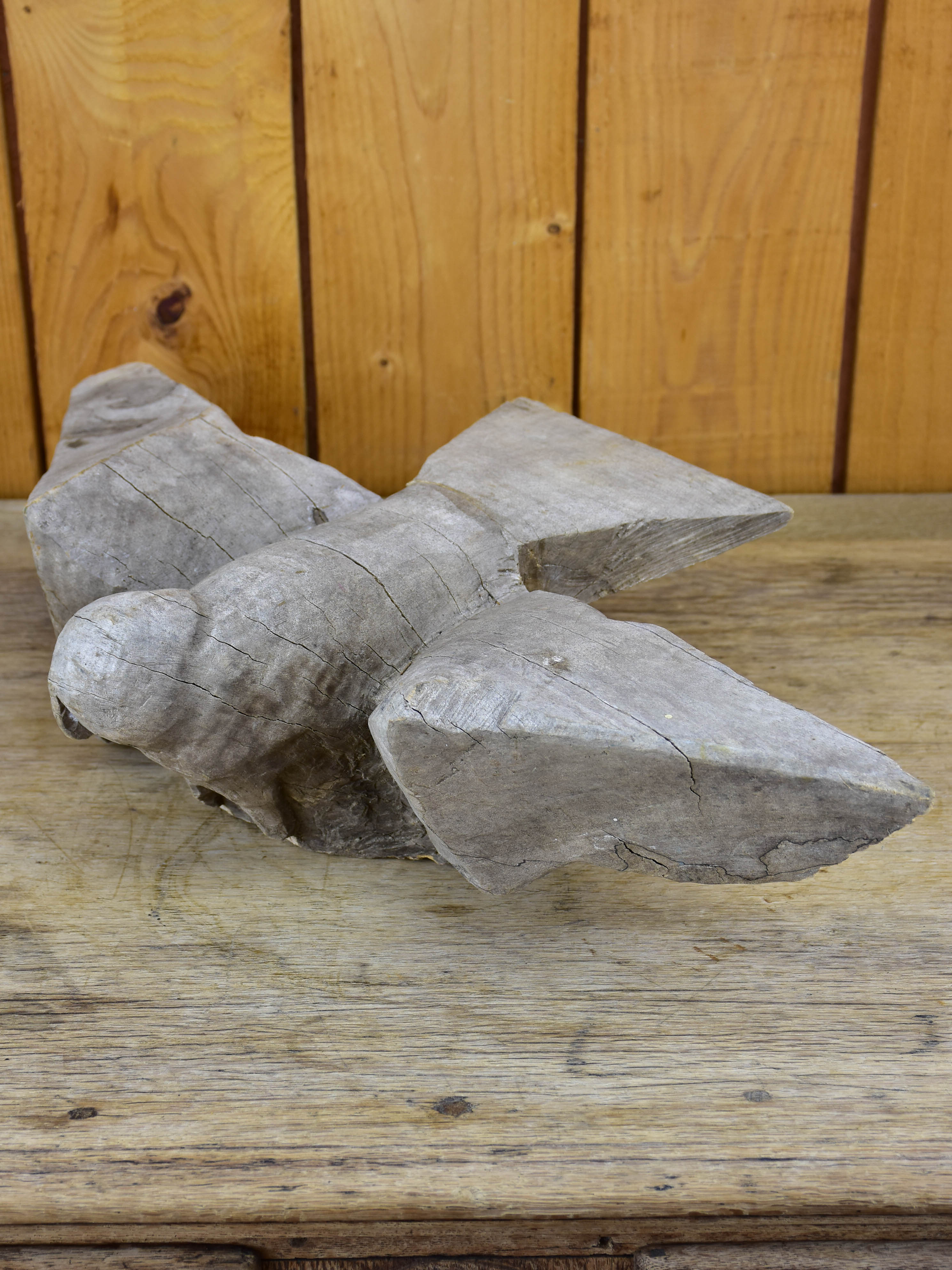 Vintage French wooden sculpture of an owl