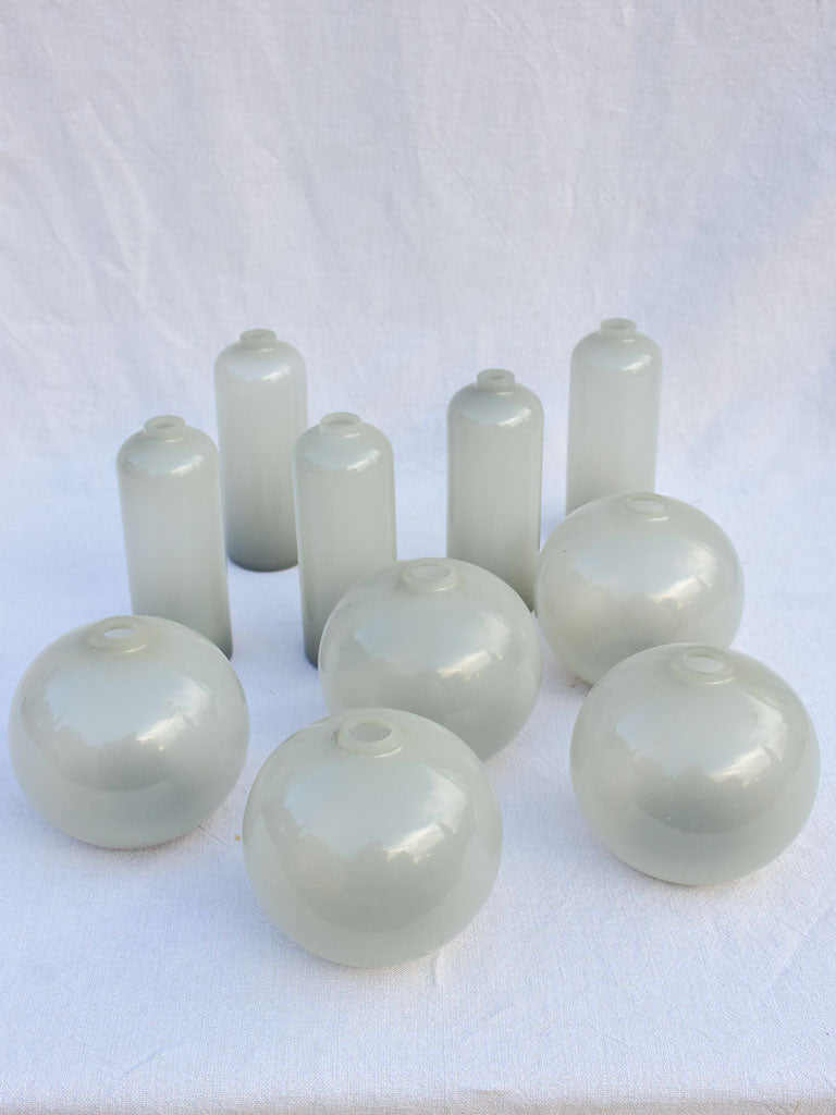 Collection of 10 Murano glass vases - opaque pale gray