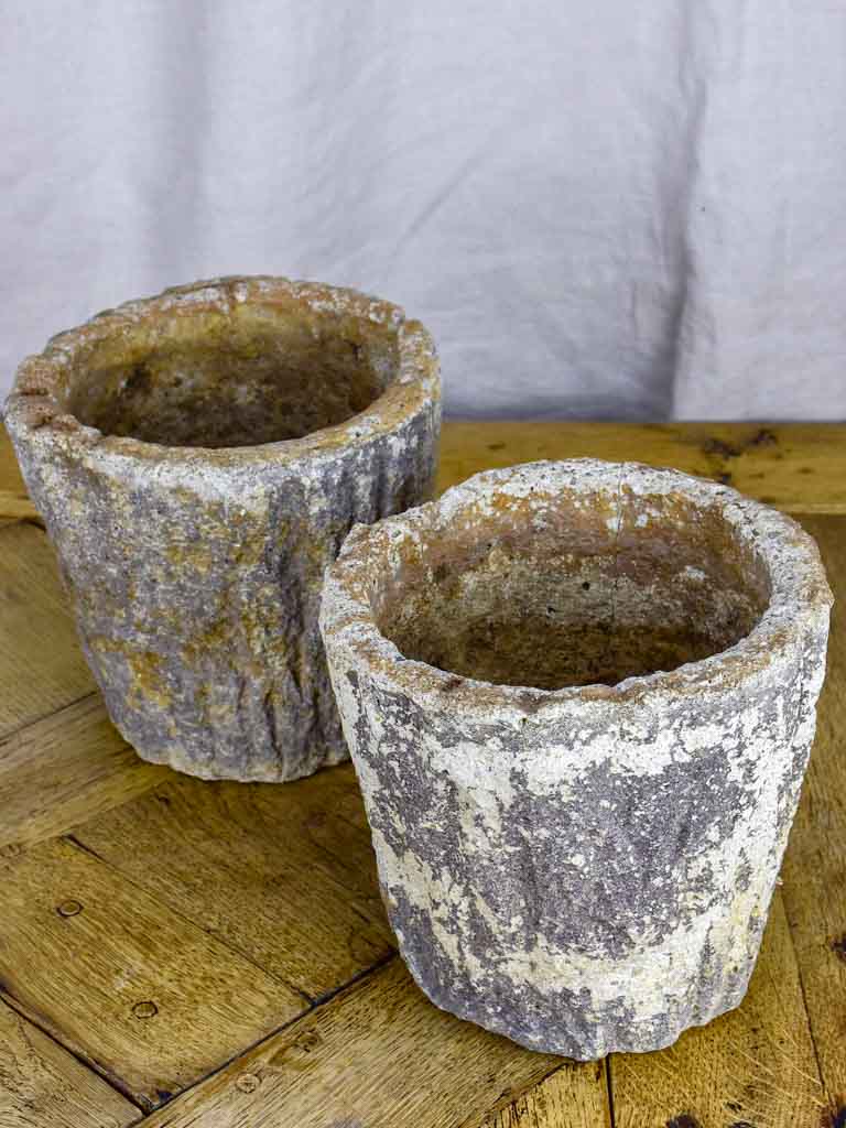 Pair of small faux bois flower pots - 1930's