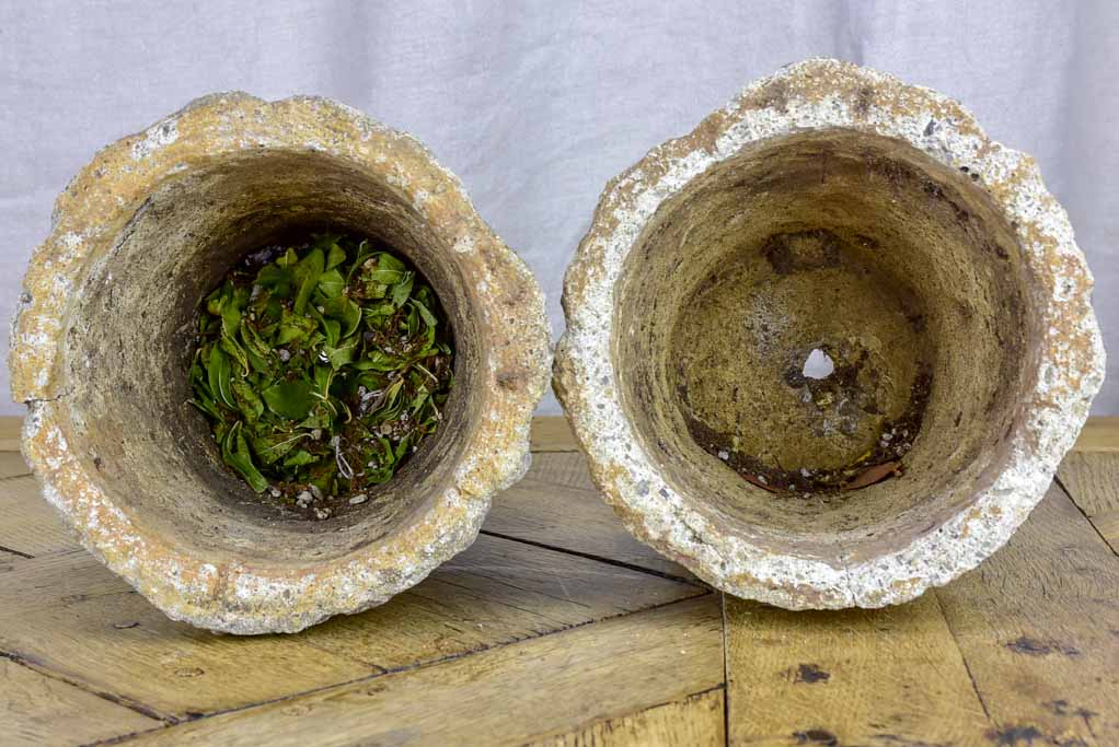 Pair of small faux bois flower pots - 1930's