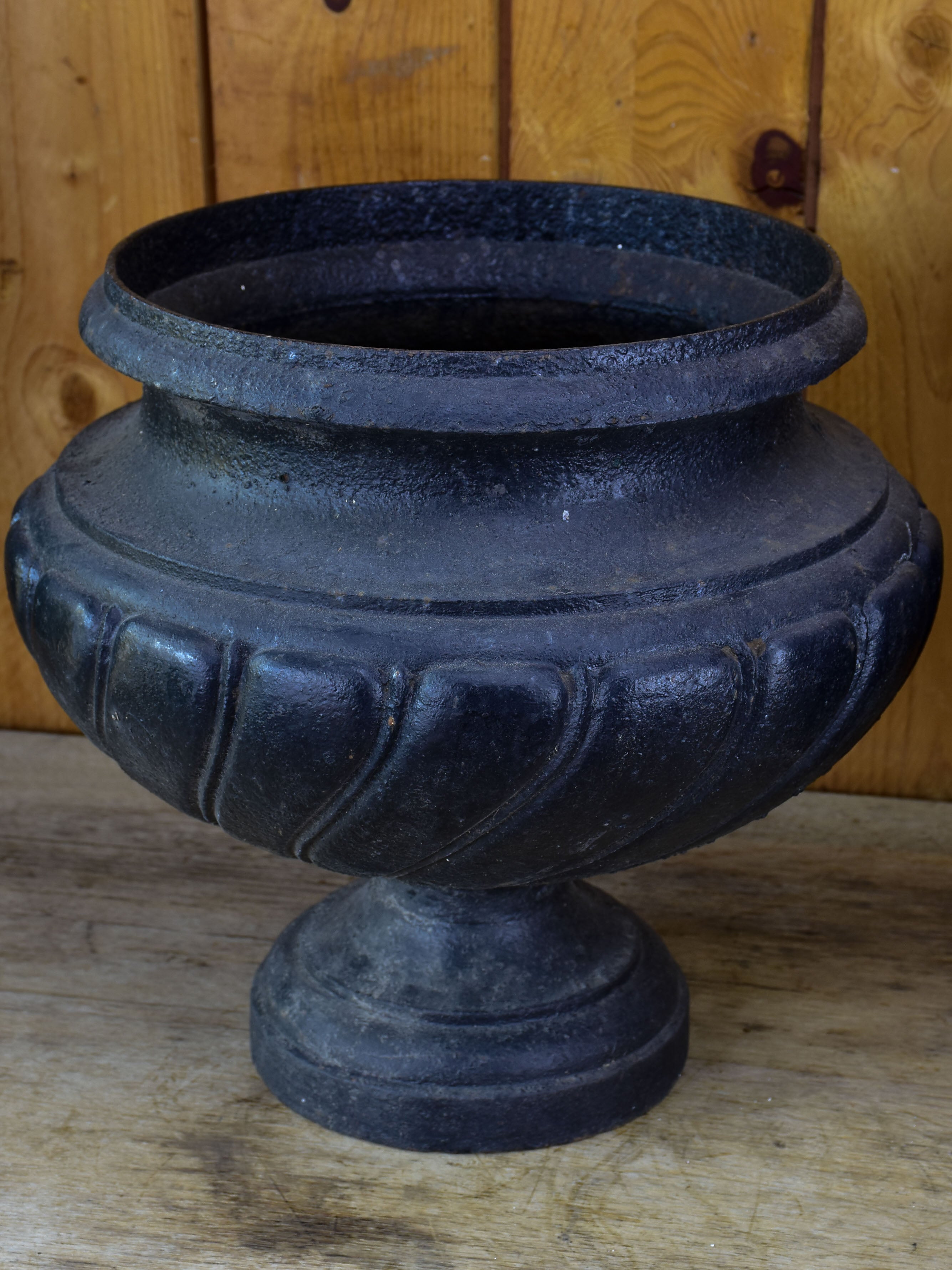 Pair of 19th Century French garden urns with black patina