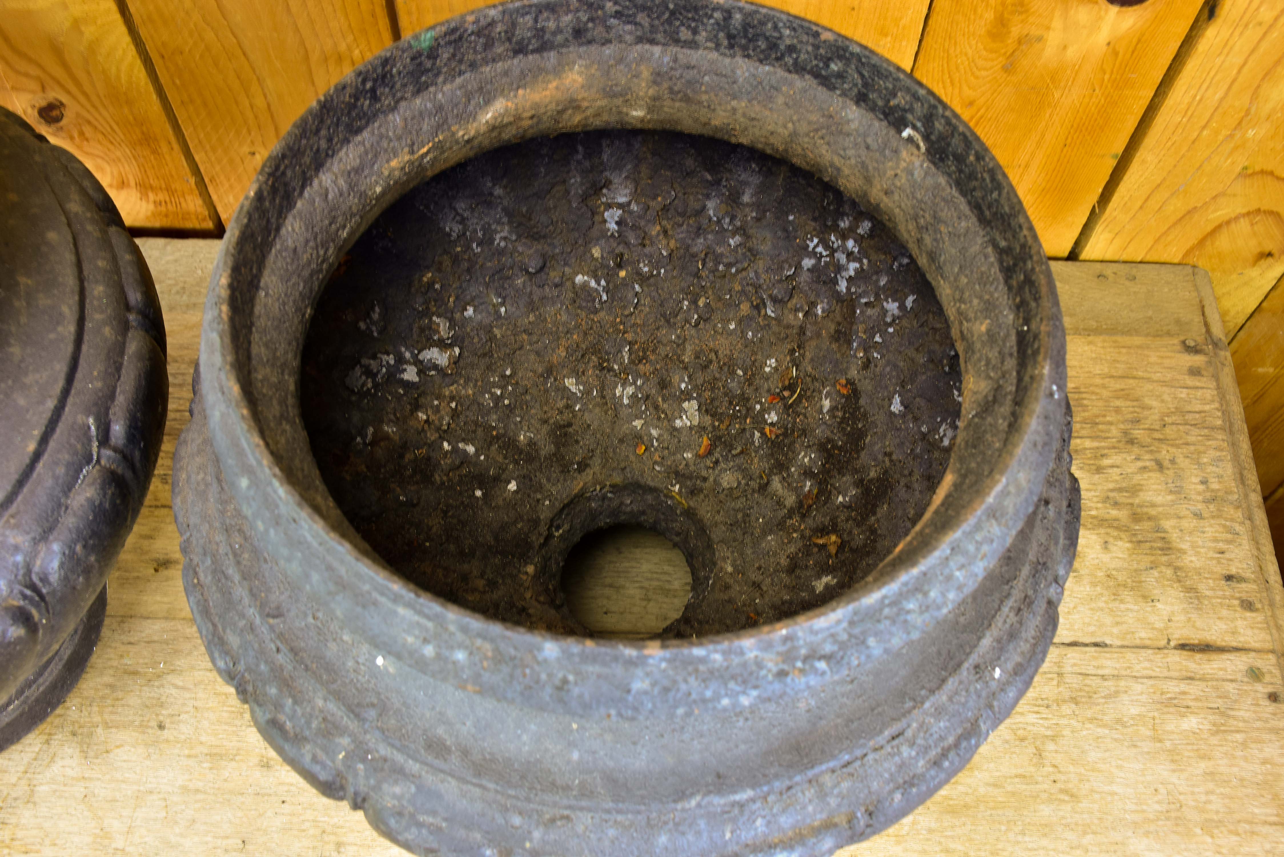 Pair of 19th Century French garden urns with black patina