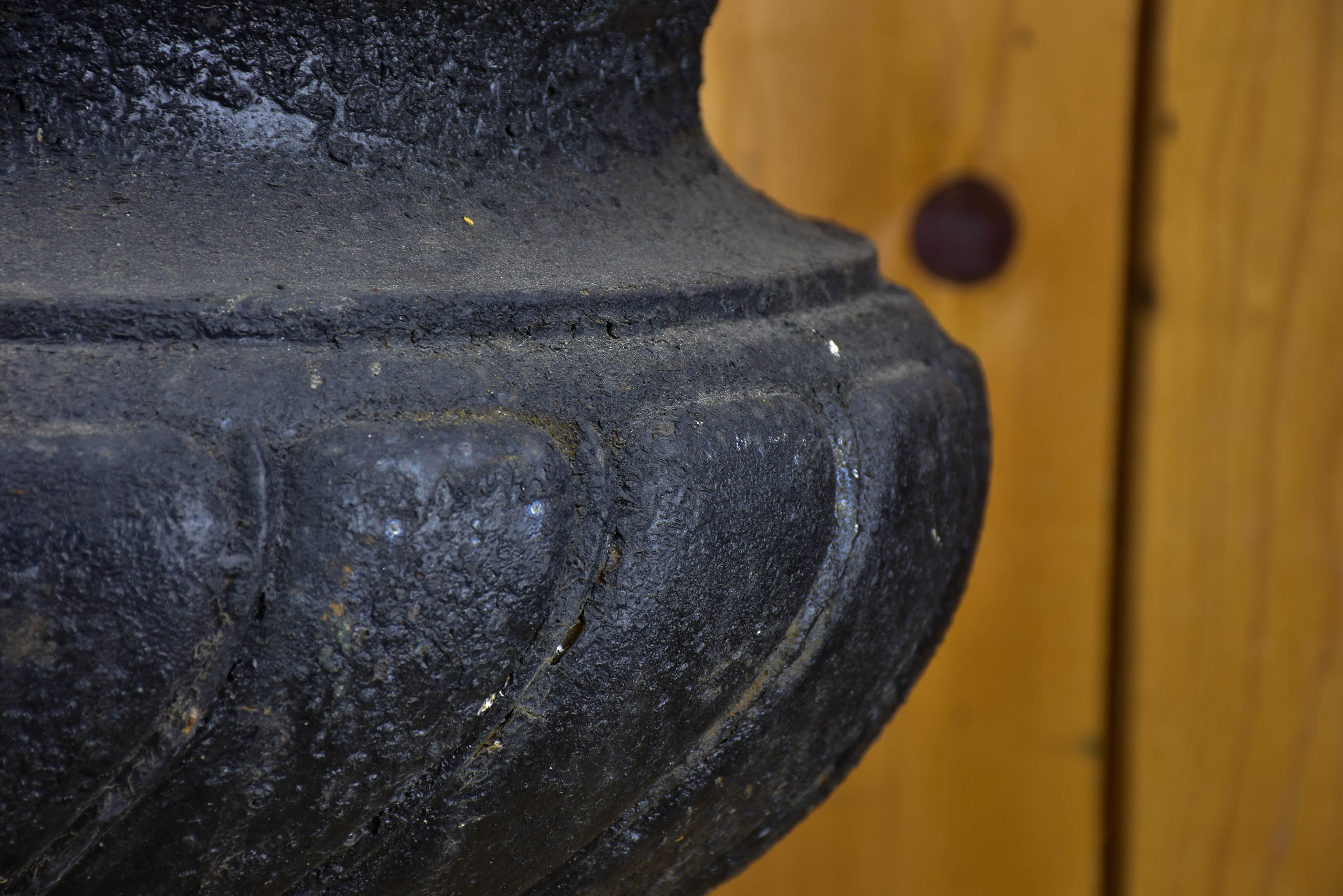 Pair of 19th Century French garden urns with black patina