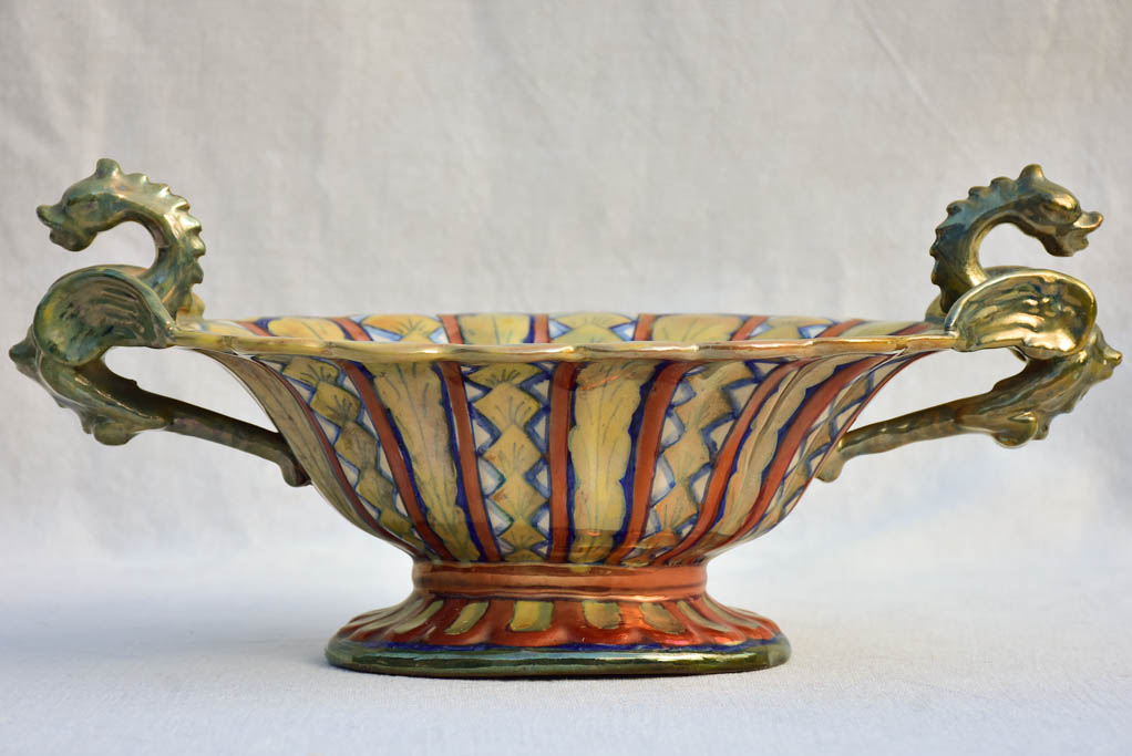 Mid-century Italian Gualdo Tadino oval ceramic bowl