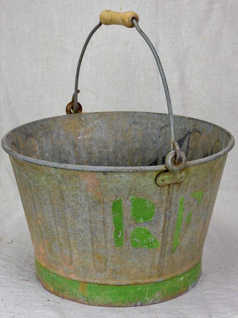 Mid century French winemaker's harvest bucket - zinc 15¼"