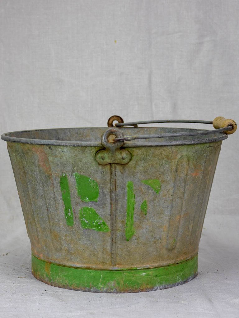 Mid century French winemaker's harvest bucket - zinc 15¼"