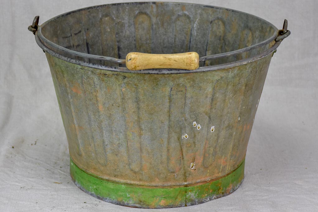 Mid century French winemaker's harvest bucket - zinc 15¼"