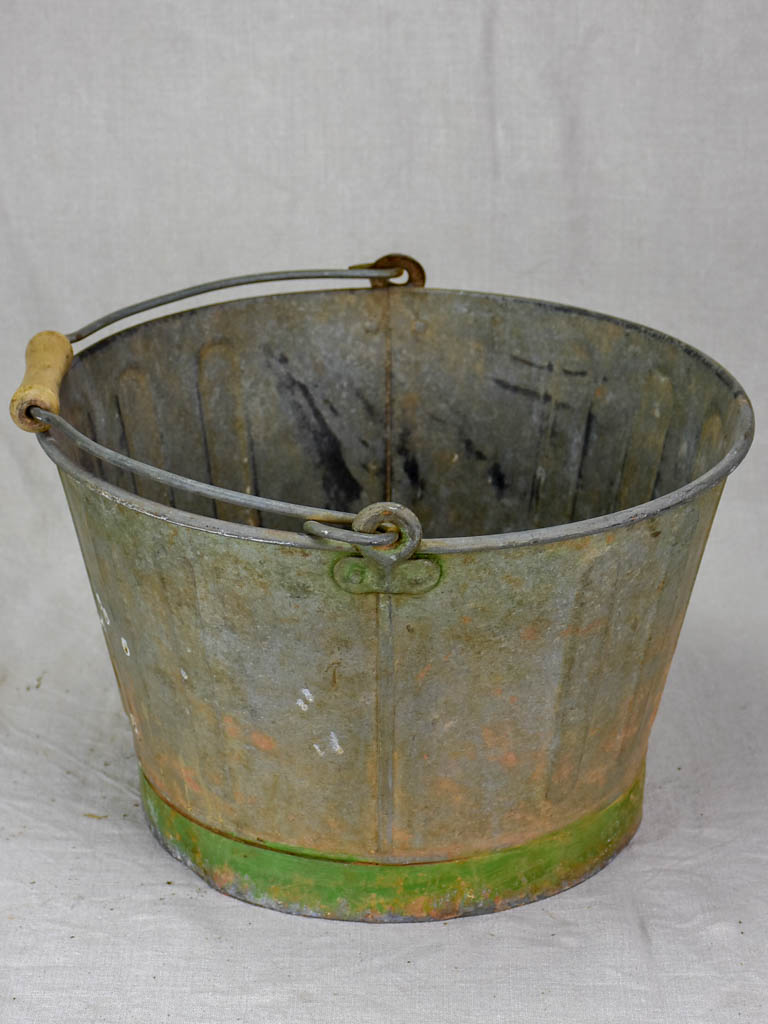 Mid century French winemaker's harvest bucket - zinc 15¼"