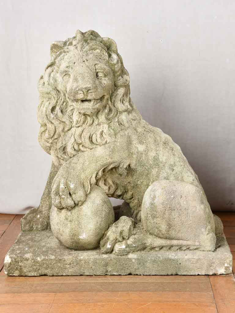 Pair of mid 19th-century French garden lions 30"