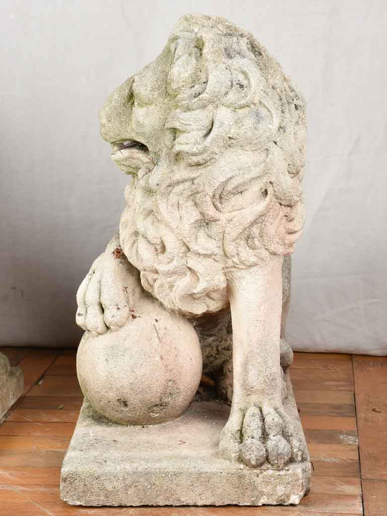 Pair of mid 19th-century French garden lions 30"