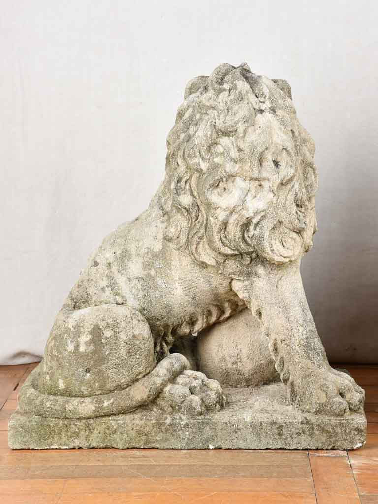 Pair of mid 19th-century French garden lions 30"