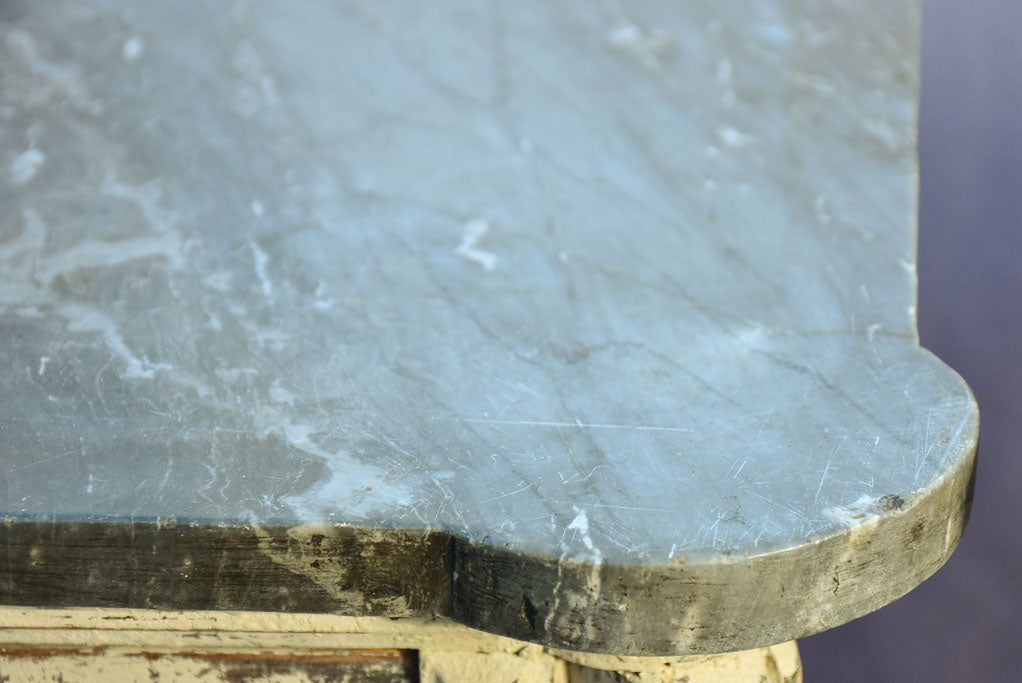 Pair of early 20th century Italian night stands with gray patina and black marble