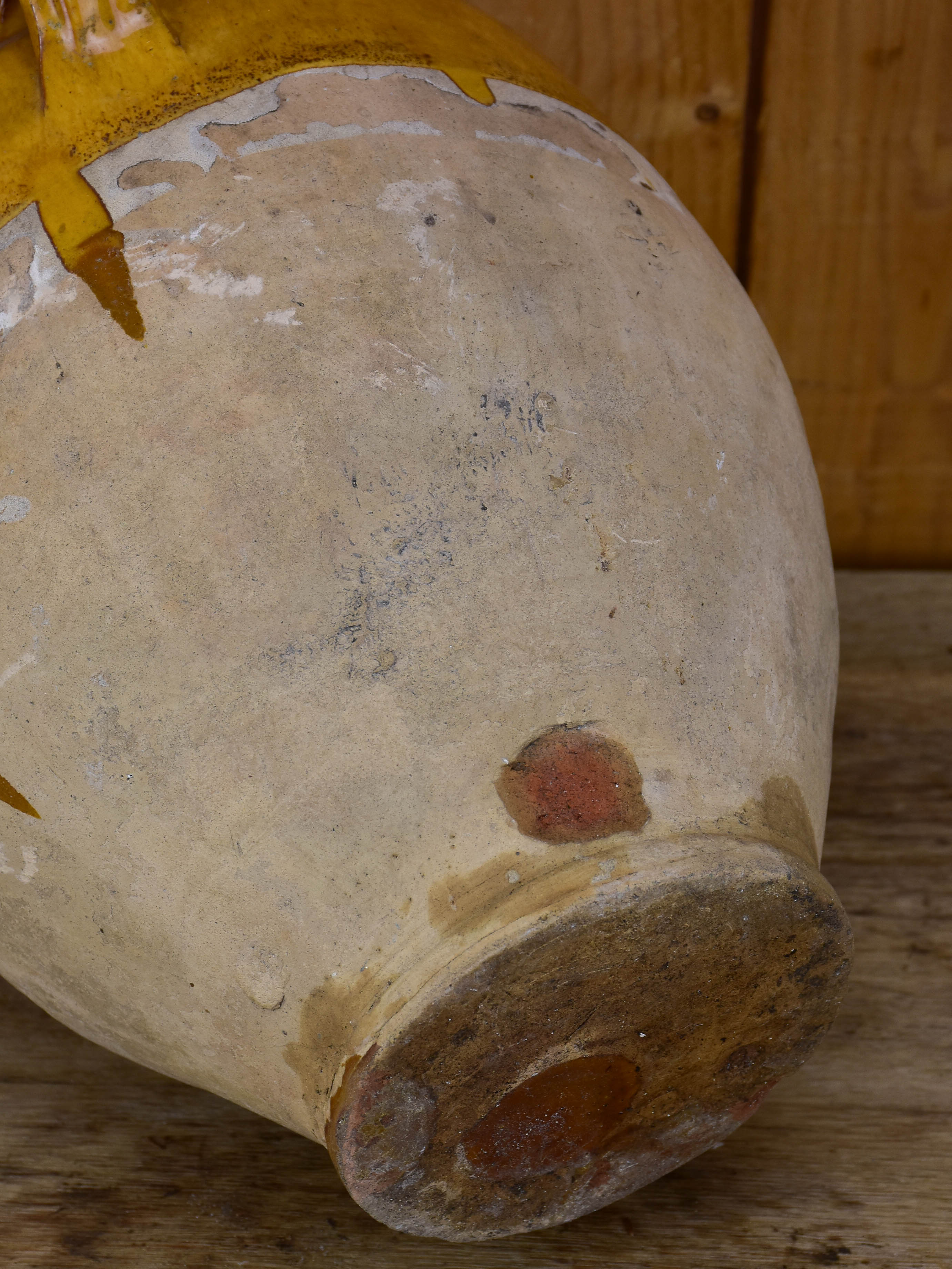 Large French confit pot with orange glaze