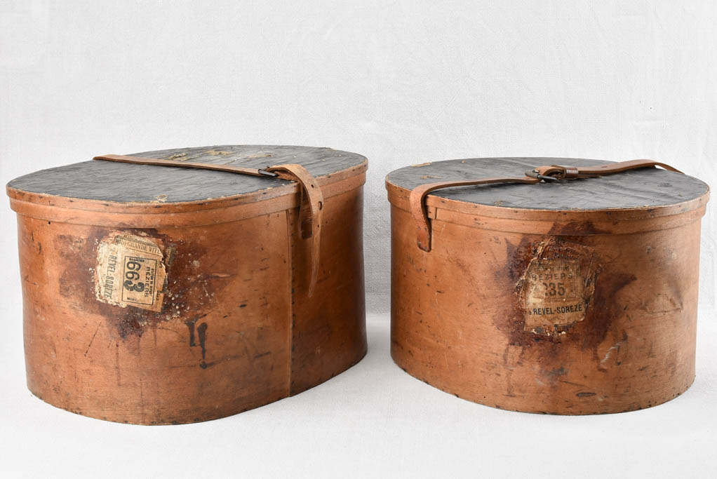 2 antique French hat boxes