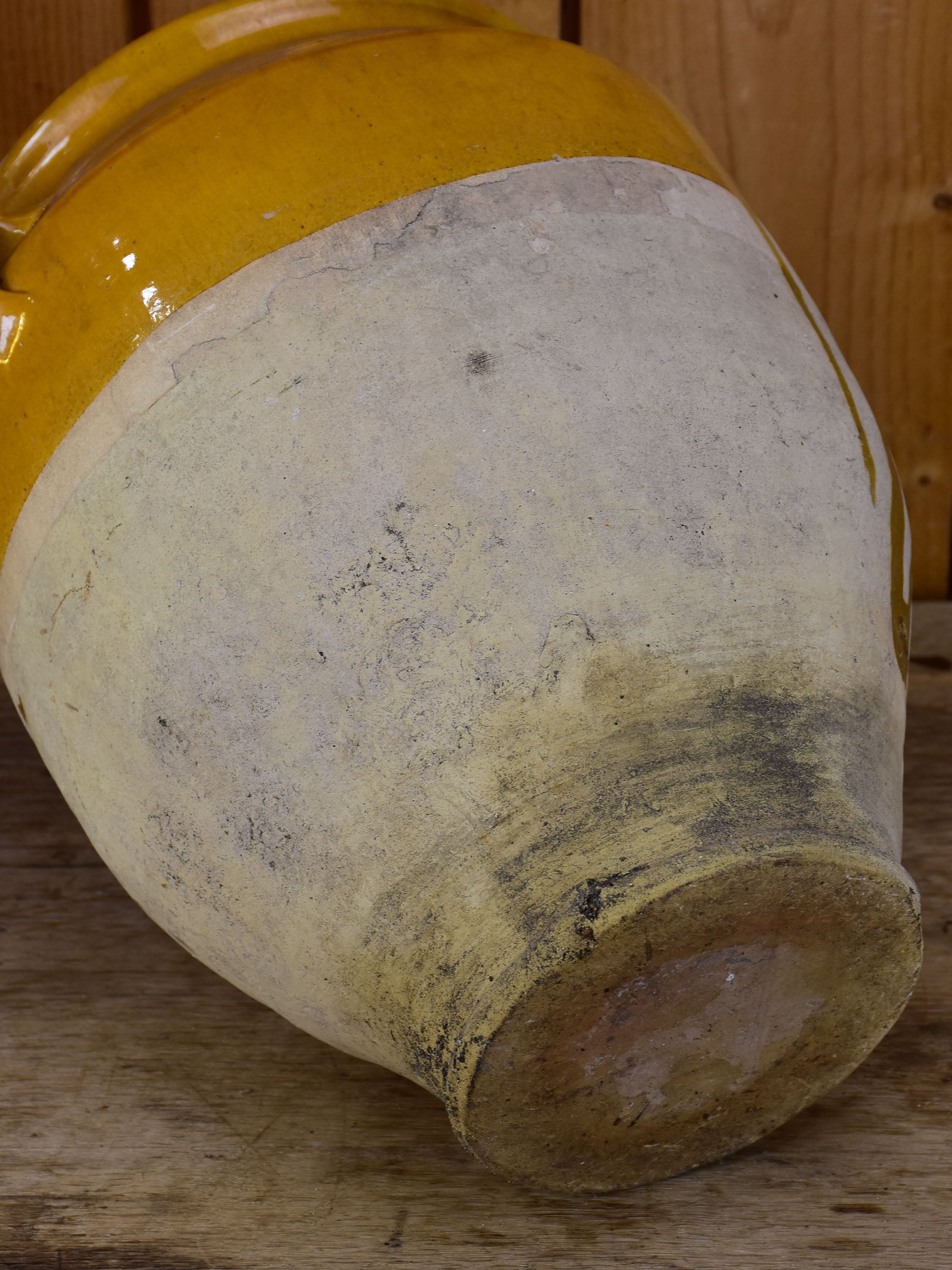 Large French conserve pot with orange glaze