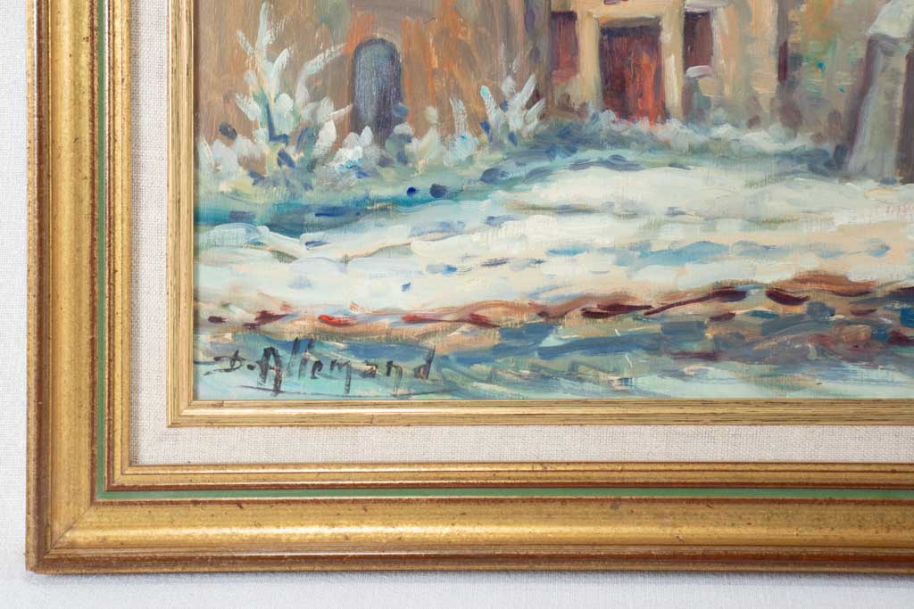 Classic Provence snow-laden village painting