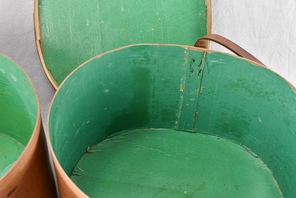 2 antique French hat boxes