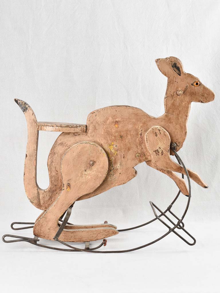 Vintage mechanical kangaroo toy - wooden