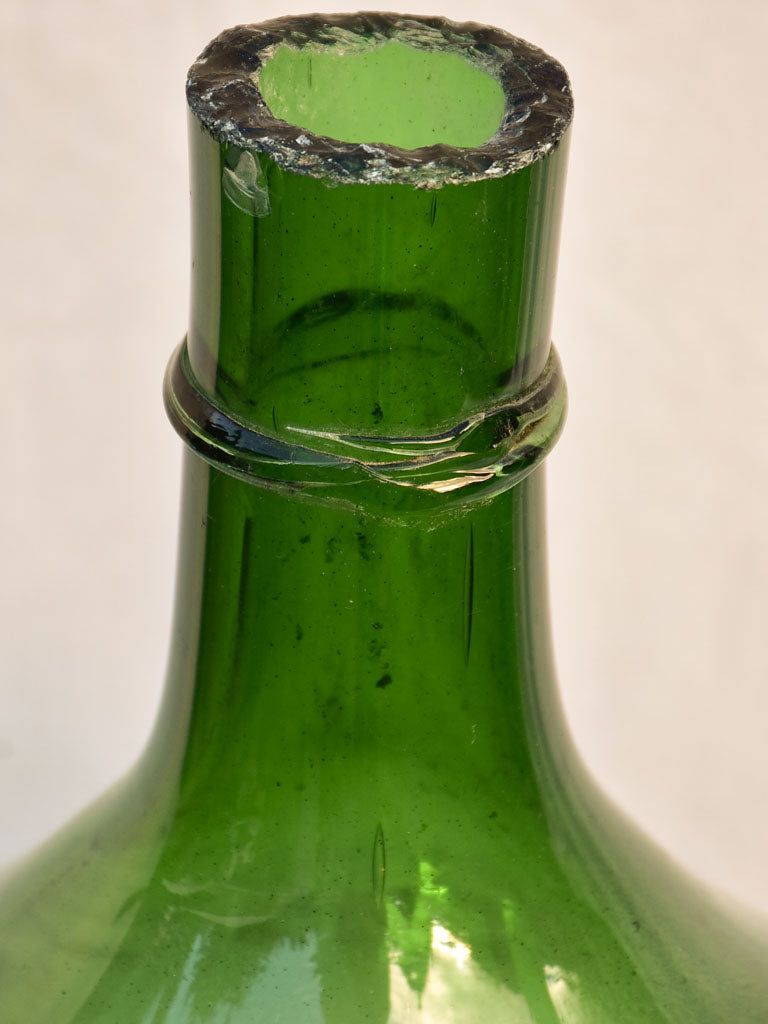 Very large early 20th Century Italian demijohn bottle - green 26¾"