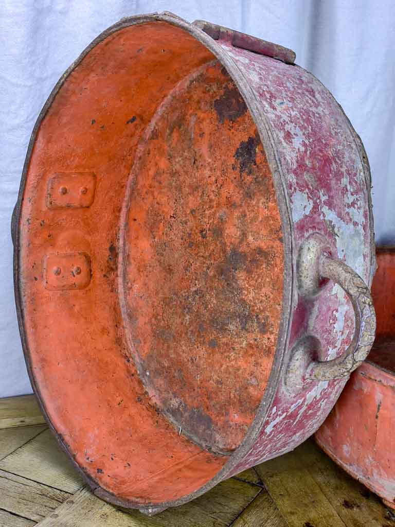 Two large oval zinc harvest tubs from South West France 28¾"