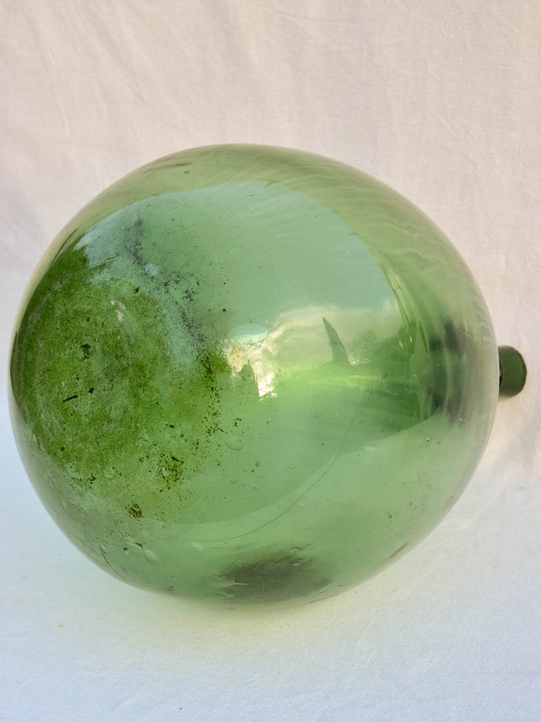 Very large early 20th Century Italian demijohn bottle - green 26¾"