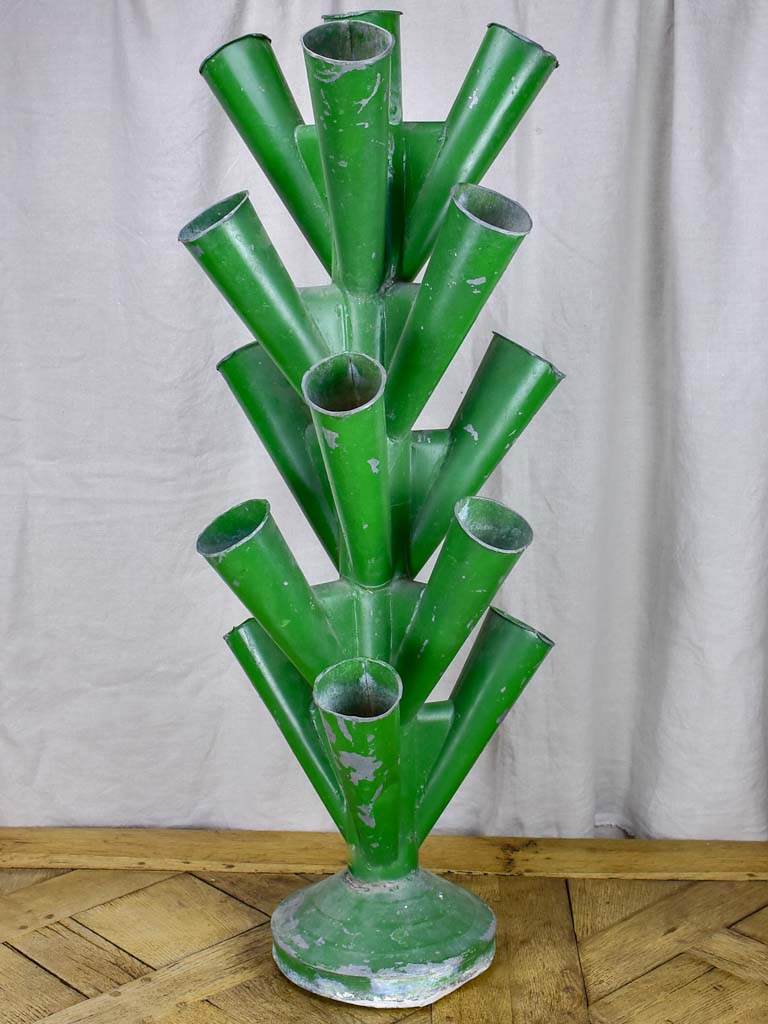 Large florist multi-vase display - zinc with green finish