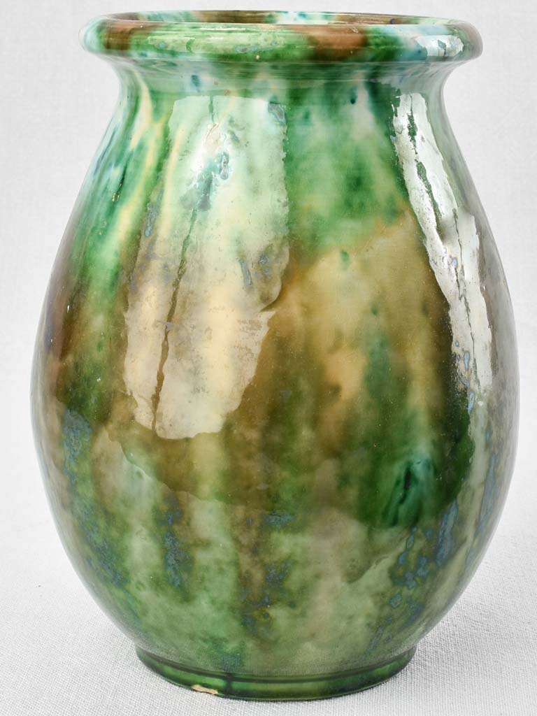 Vintage green & brown vase - Vallauris 9¾"