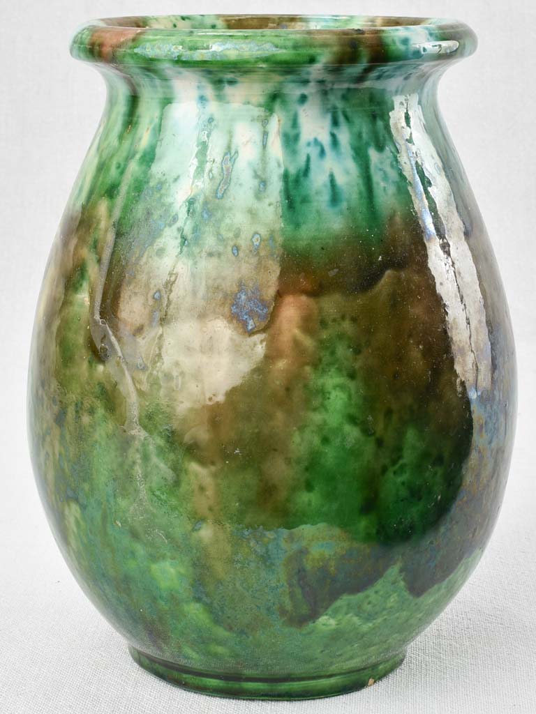 Vintage green & brown vase - Vallauris 9¾"