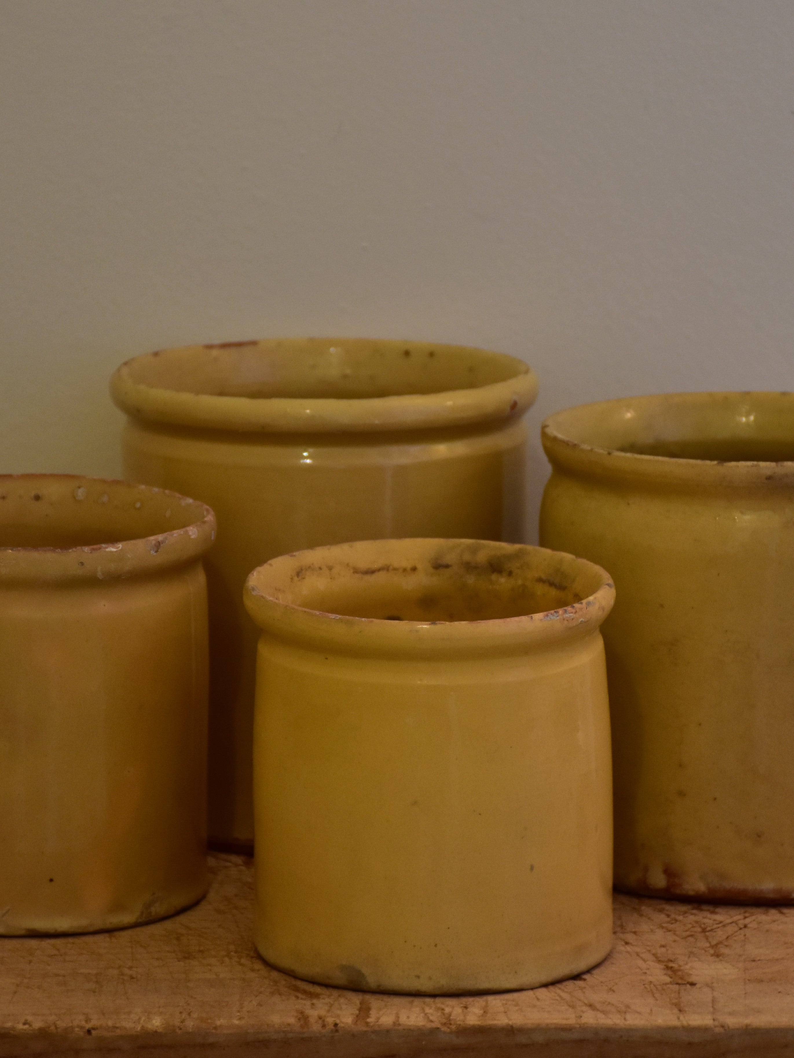 19th century French yellow ware preserving jar – four