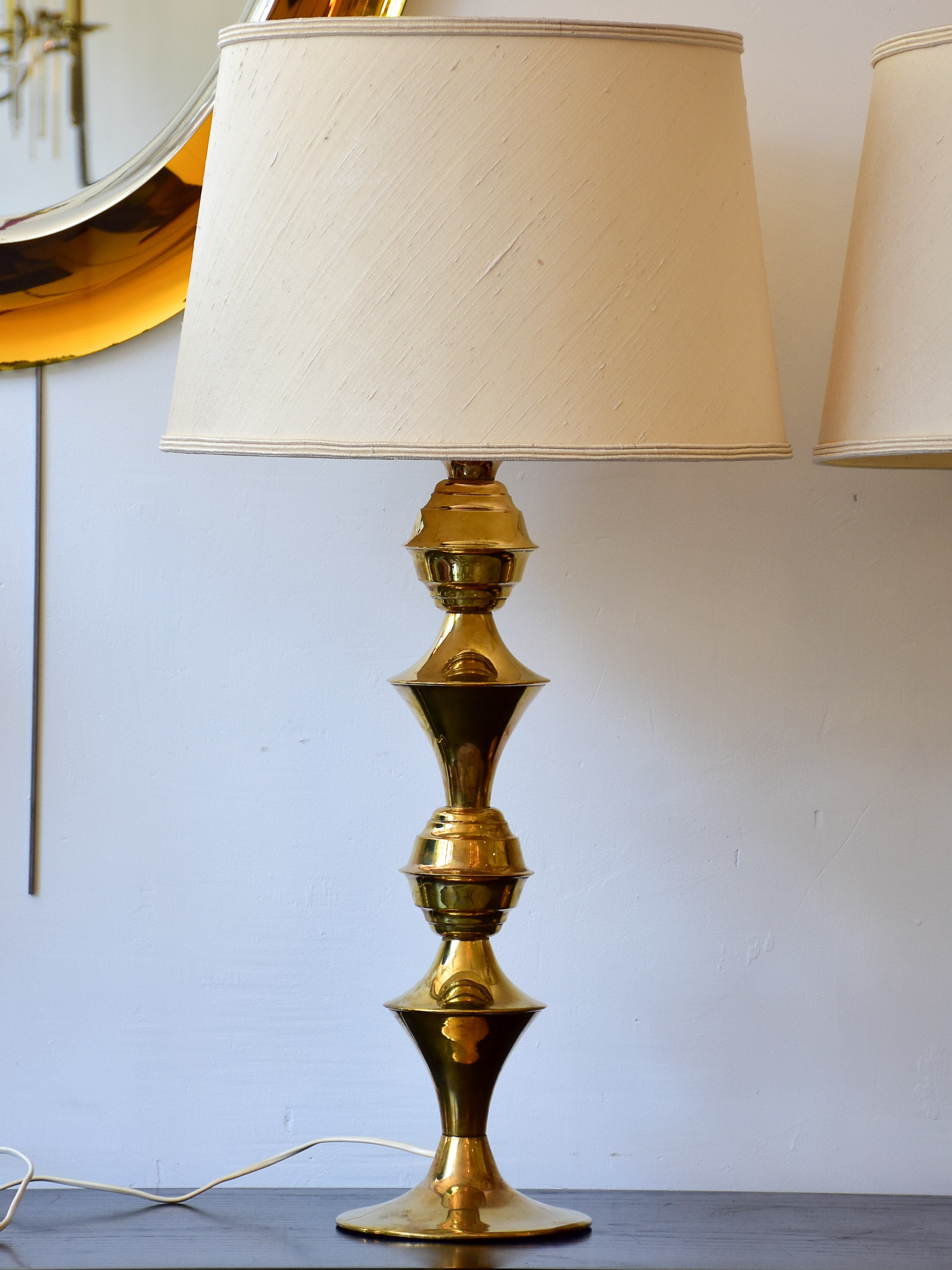 Pair of vintage Swedish Borje Claes lamps with gold stands