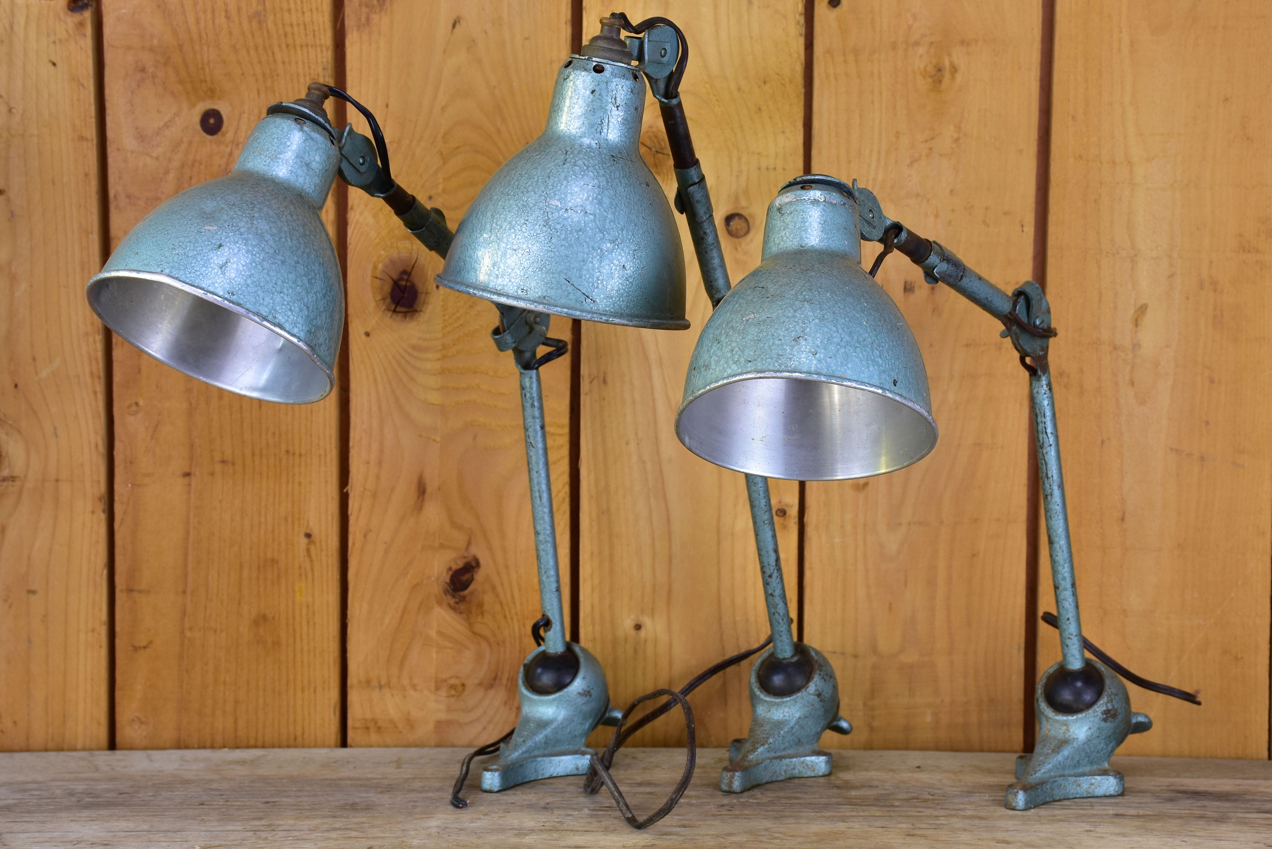 Three industrial French lamps - 1930's