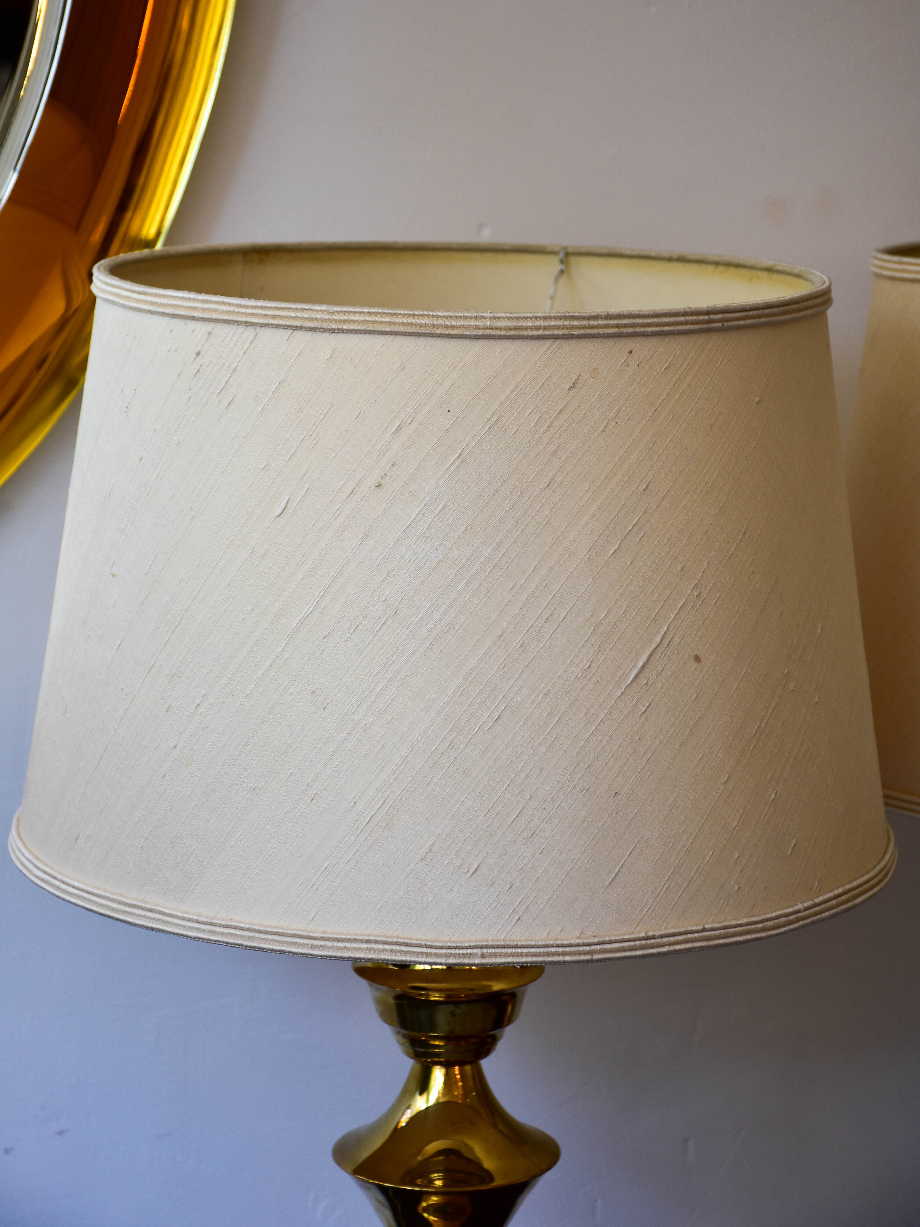 Pair of vintage Swedish Borje Claes lamps with gold stands