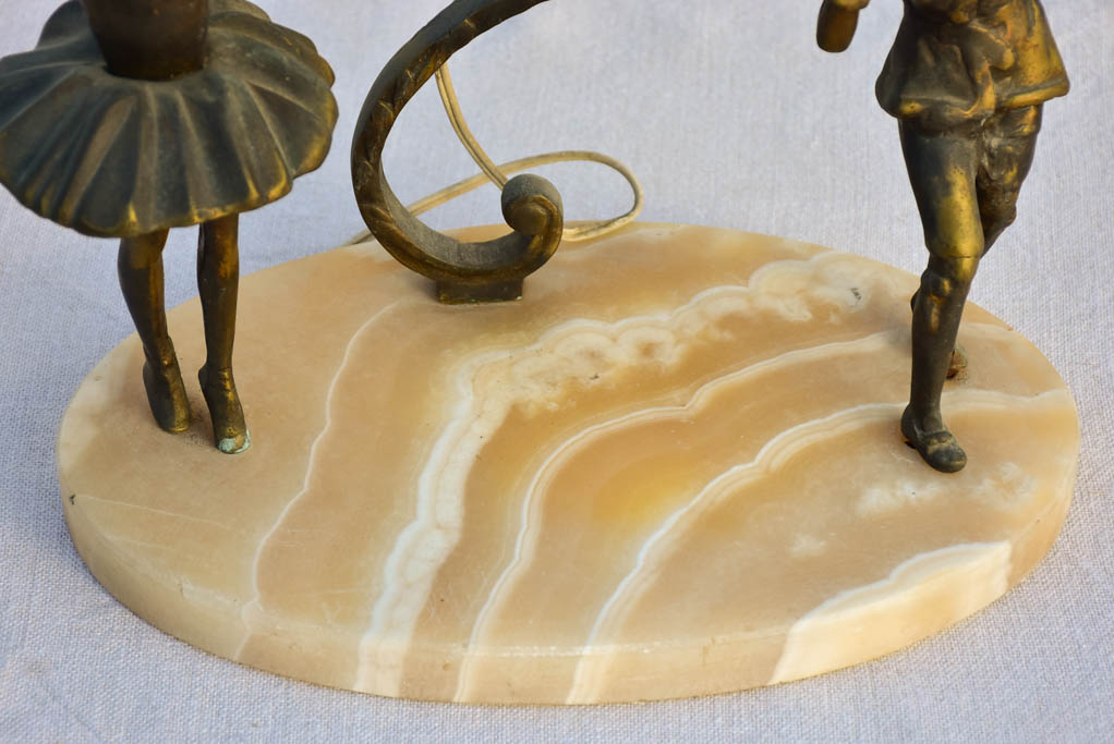 Traditional Italian bronze alabaster youth lamp