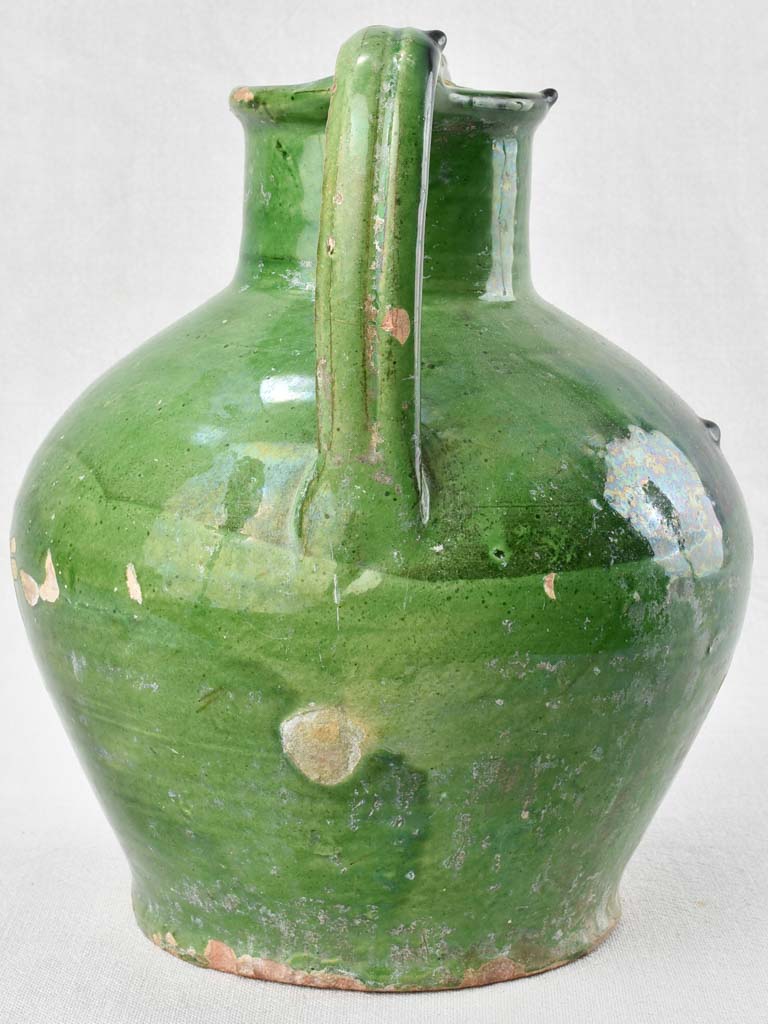 19th century cruche orjol - water flagon with green glaze