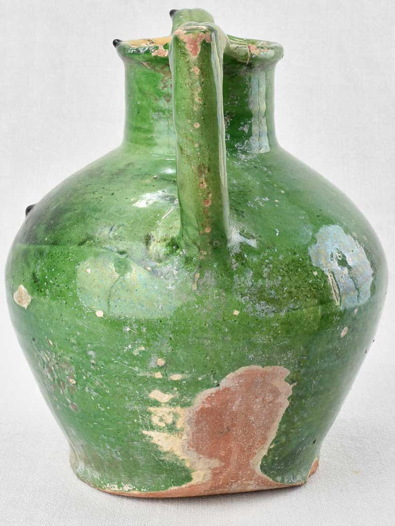 19th century cruche orjol - water flagon with green glaze