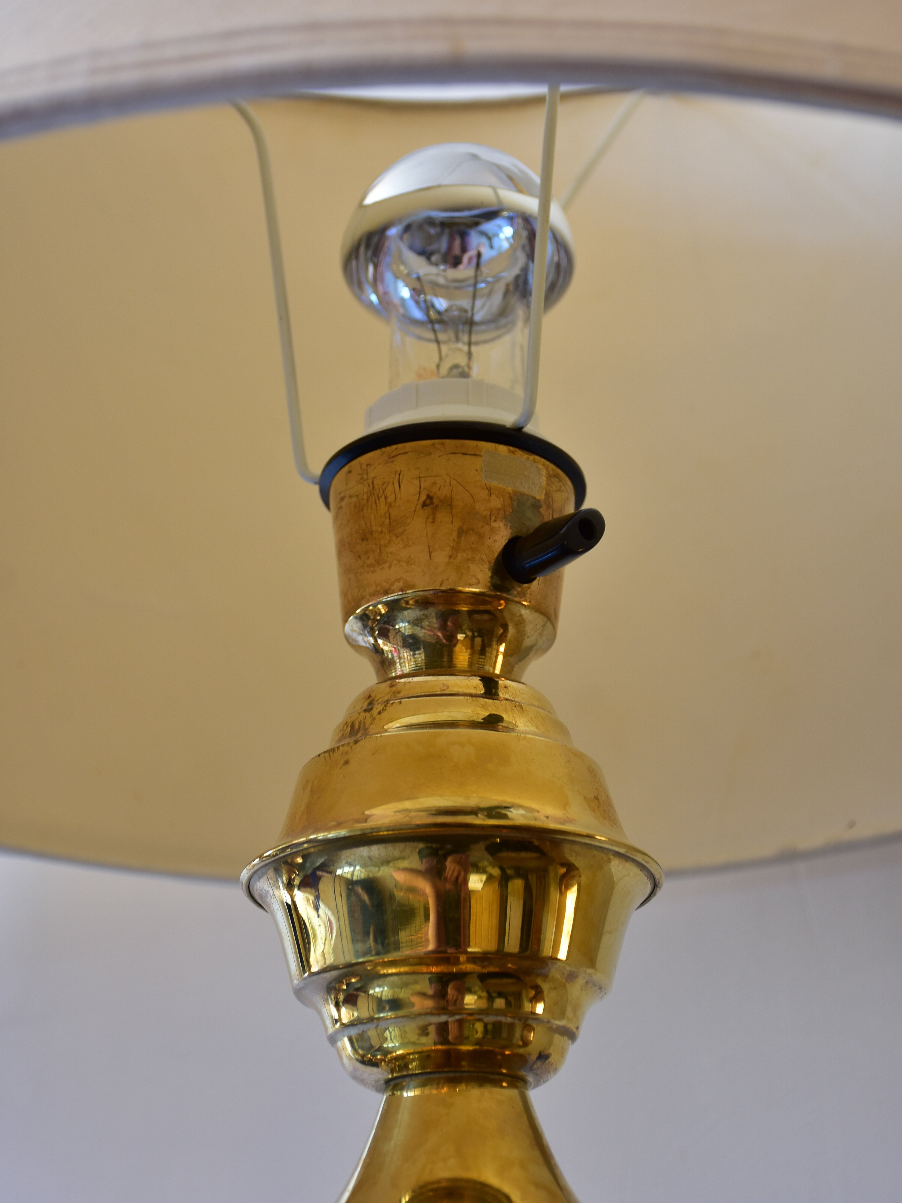 Pair of vintage Swedish Borje Claes lamps with gold stands