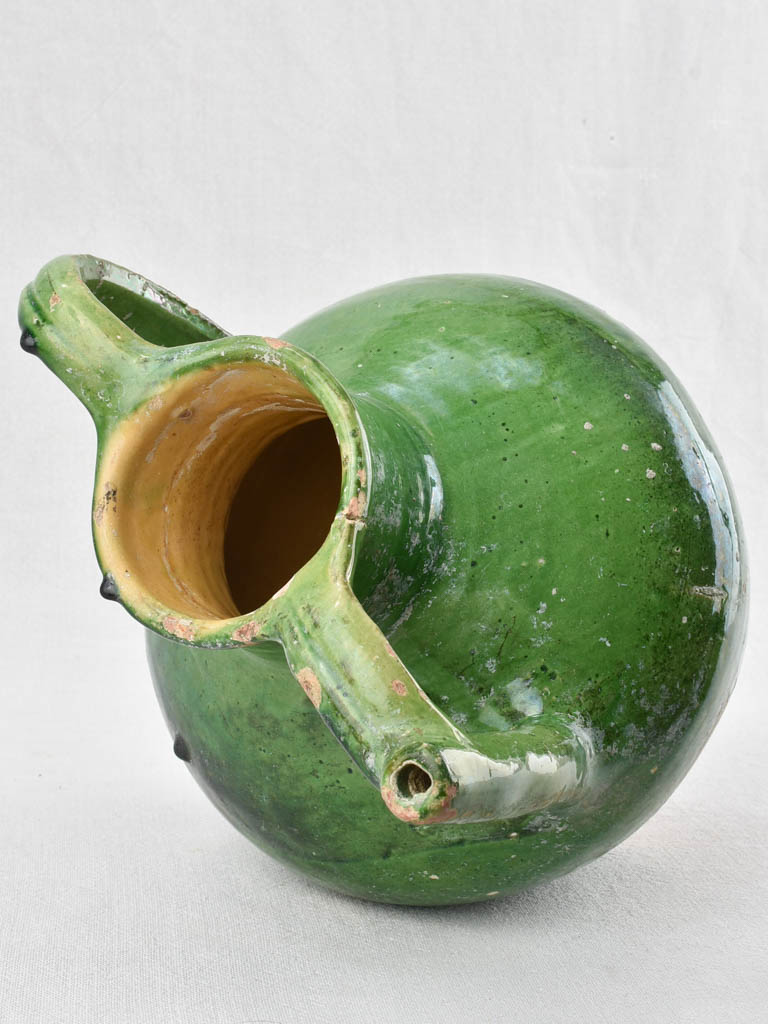 19th century cruche orjol - water flagon with green glaze