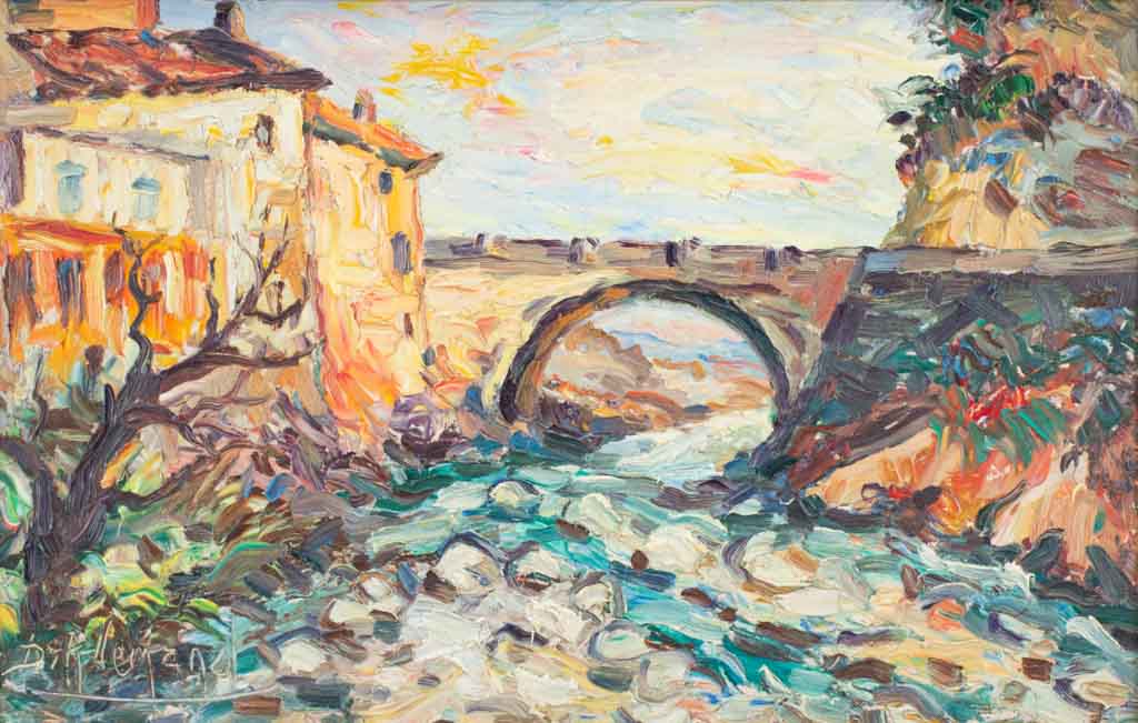 Pont de Vaison-la-Romaine D. Allemand (1906- ?) oil on board 17¾" x 24½"