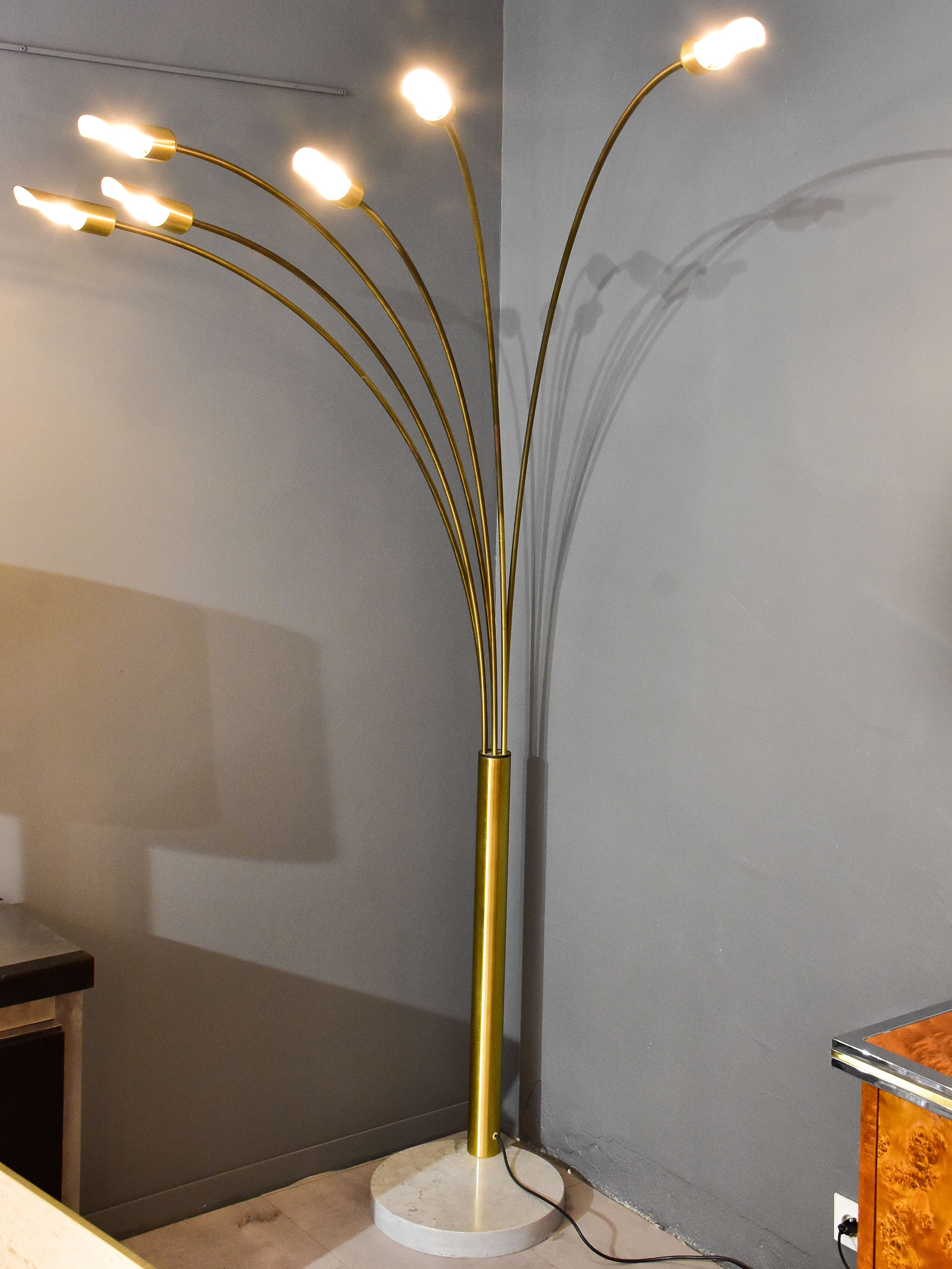 Vintage floor lamp with adjustable arms - 6 branches