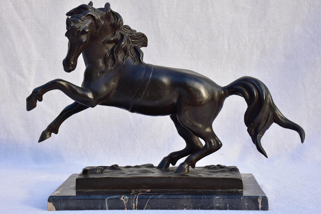 Italian bronze sculpture of a horse on marble - 1940's